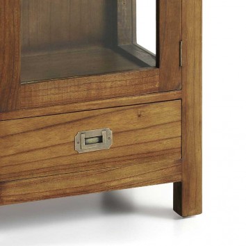 Mini vitrina con cajón y puerta estilo colonial mindi 50x30x100h 2