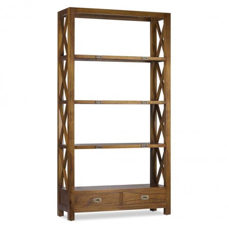 Librería con dos cajones estilo colonial mindi 100x35x190h