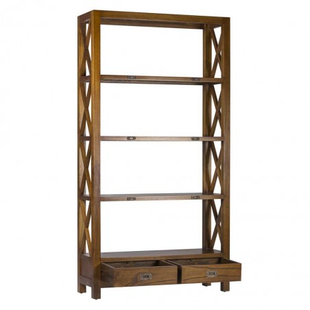 Librería con dos cajones estilo colonial mindi 100x35x190h
