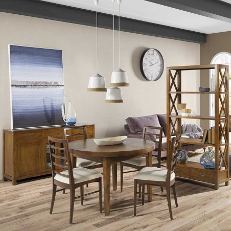 Aparador 3 cajones y 4 puertas estilo colonial mindi 160x40x85h