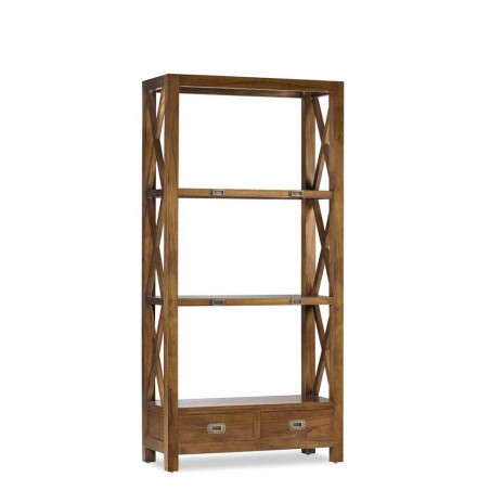 Librería con dos cajones estilo colonial mindi 80x35x165h