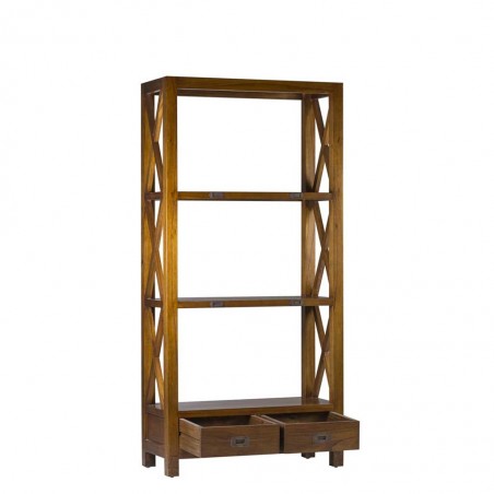 Librería con dos cajones estilo colonial mindi 80x35x165h