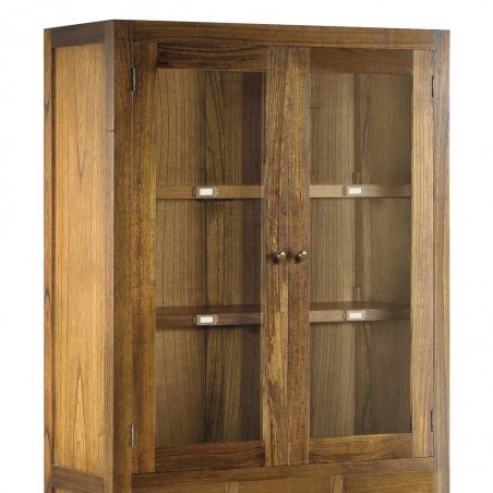 Vitrina 3 cajones y 4 puertas estilo colonial mindi 90x40x190h