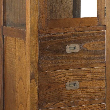 Vitrina 4 cajones y 1 puerta estilo colonial mindi 50x40x190h