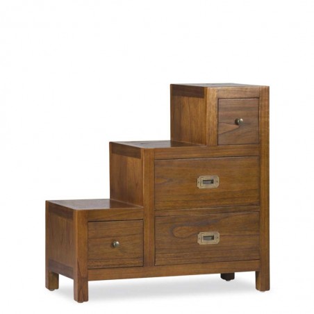 Cajonera en escalera derecha estilo colonial mindi 70x35x70h