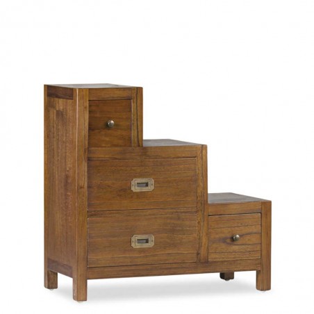 Cajonera en escalera izquierda estilo colonial mindi 70x35x70h