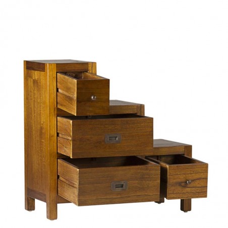Cajonera en escalera izquierda estilo colonial mindi 70x35x70h