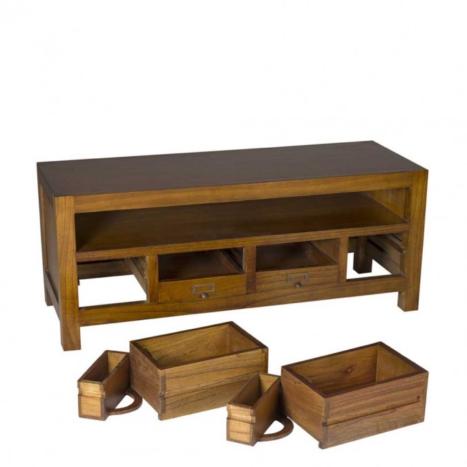Mueble TV 4 cajones estilo colonial mindi 110x40x45h