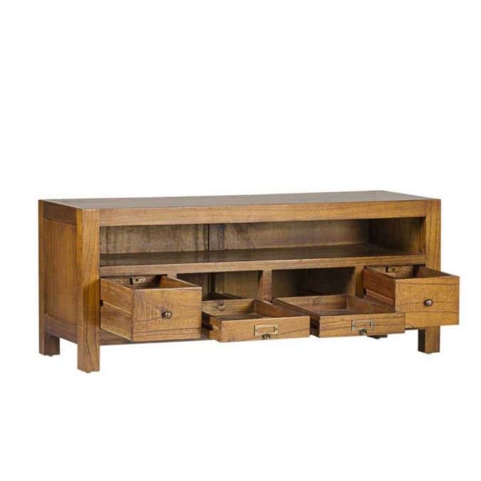 Mueble TV 4 cajones estilo colonial mindi 110x40x45h