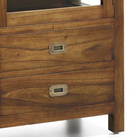 Vitrina 4 cajones y 4 puertas estilo colonial mindi 115x40x155h