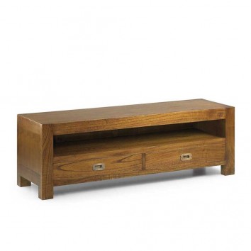 Mueble TV 2 cajones estilo colonial mindi 130x40x40h