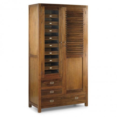 Armario con 3 cajones y zapatero estilo colonial mindi 108x50x200h