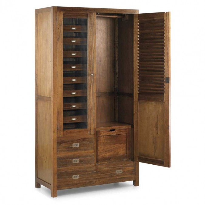 Armario con 3 cajones y zapatero estilo colonial mindi 108x50x200h