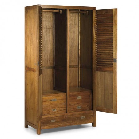 Armario con 5 cajones de estilo colonial mindi 108x50x200h