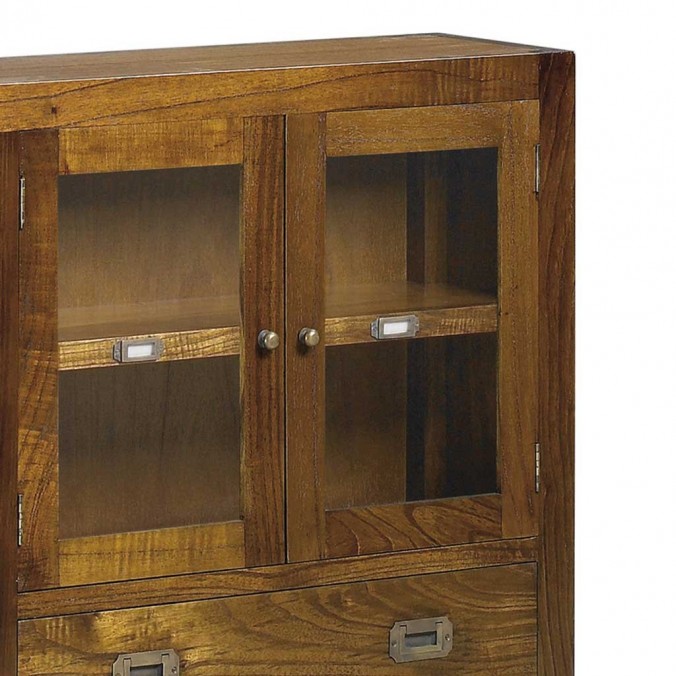 Consola con vitrina estilo colonial mindi 107x27x80h