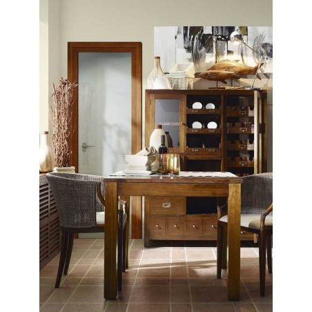 Mesa de comedor esilo colonial madera mindi 90x90x78h