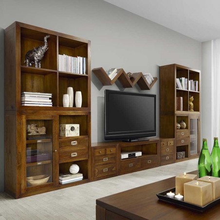 Estante de pared en escalera madera mindi 120x20x28h