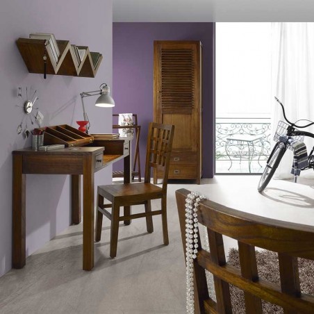 Estante de pared en escalera madera mindi 120x20x28h