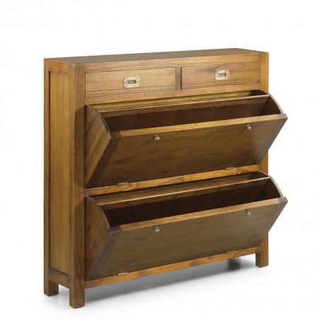 Zapatero de estilo colonial madera mindi 100x30x100h
