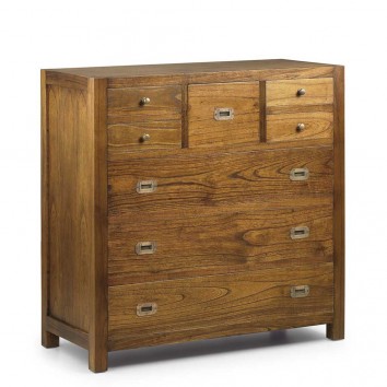 Cómoda 8 cajones de estilo colonial madera mindi 90100x45x100h