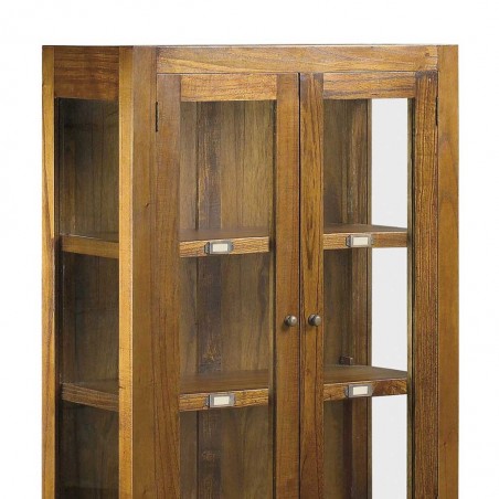 Vitrina baja 3 cajones y 2 puertas estilo colonial mindi 70x35x135h