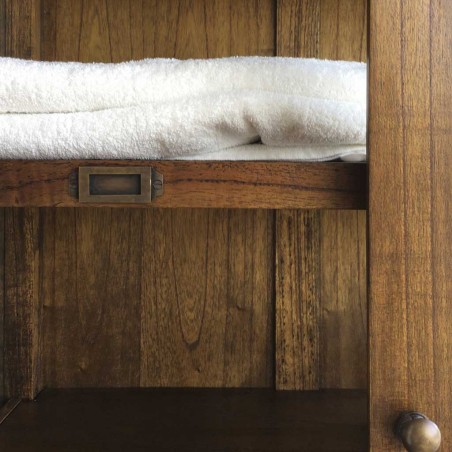 Vitrina baja 3 cajones y 2 puertas estilo colonial mindi 70x35x135h