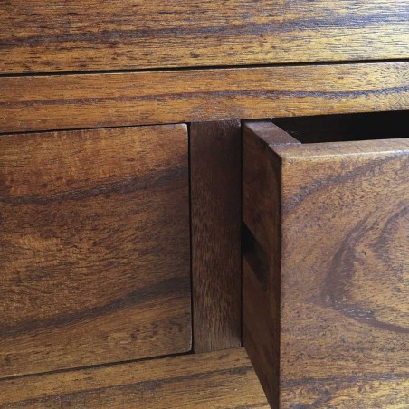 Vitrina baja 3 cajones y 2 puertas estilo colonial mindi 70x35x135h