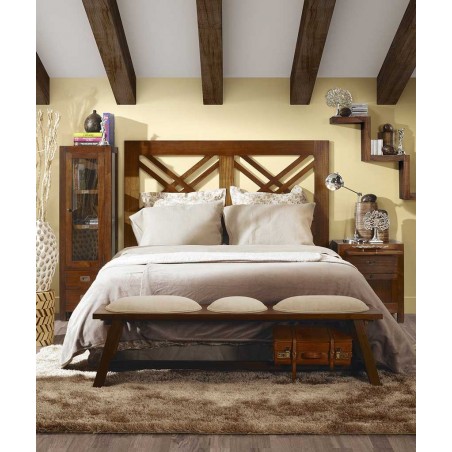 Vitrina baja 2 cajones y 1 puerta estilo colonial mindi 40x35x135h