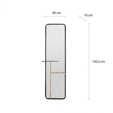 Espejo de pared estilo industrial con balda - 40x16x130h - Erizho