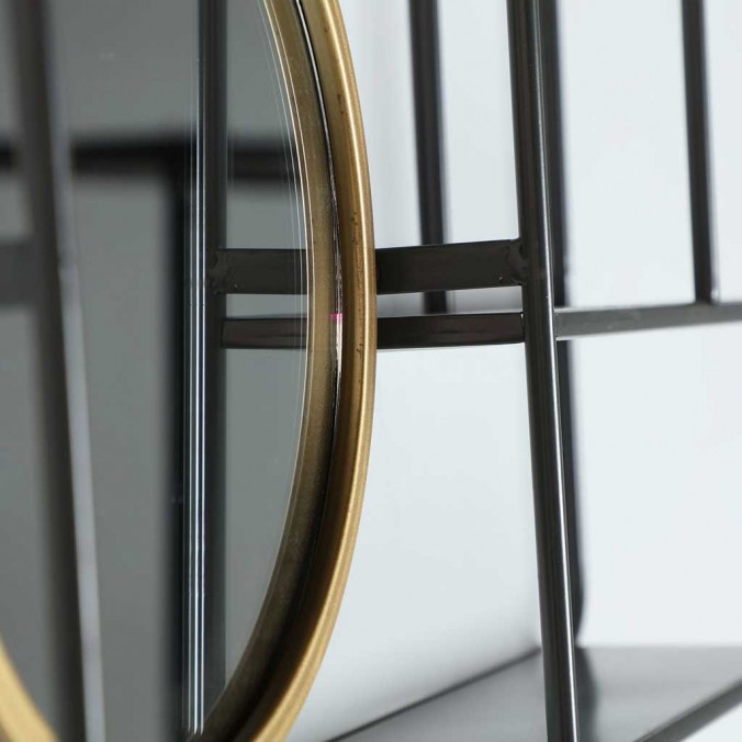 Espejo de pared estilo industrial gris y dorado - 74x12x35h