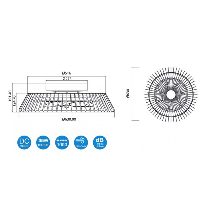 Ventilador de techo con luz LED Himalaya Silver