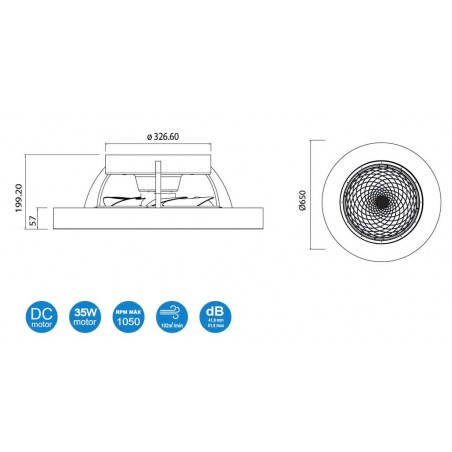 Ventilador de techo con luz LED Tibet Silver
