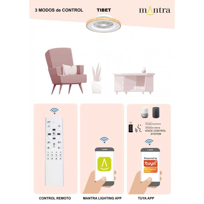 Ventilador de techo con luz LED Tibet White