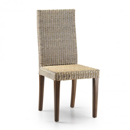 Silla de comedor estilo colonial ratán y caoba 45x47x100h
