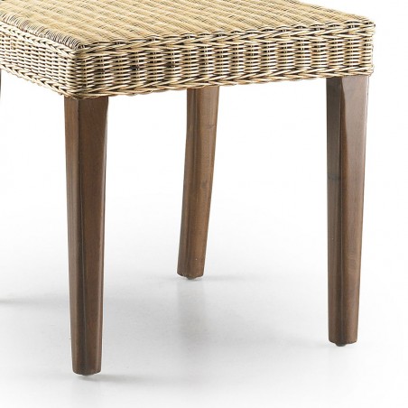 Silla de comedor estilo colonial ratán y caoba 45x47x100h