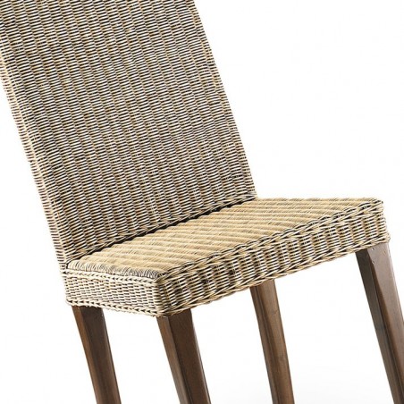 Silla de comedor estilo colonial ratán y caoba 45x47x100h