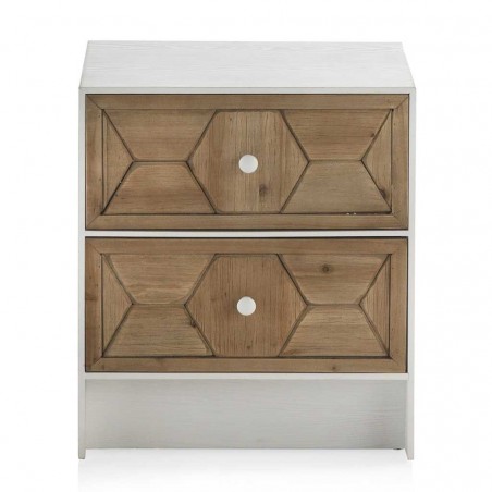 Mesilla de 2 cajones trama relieve estilo vintage 48x35x55h