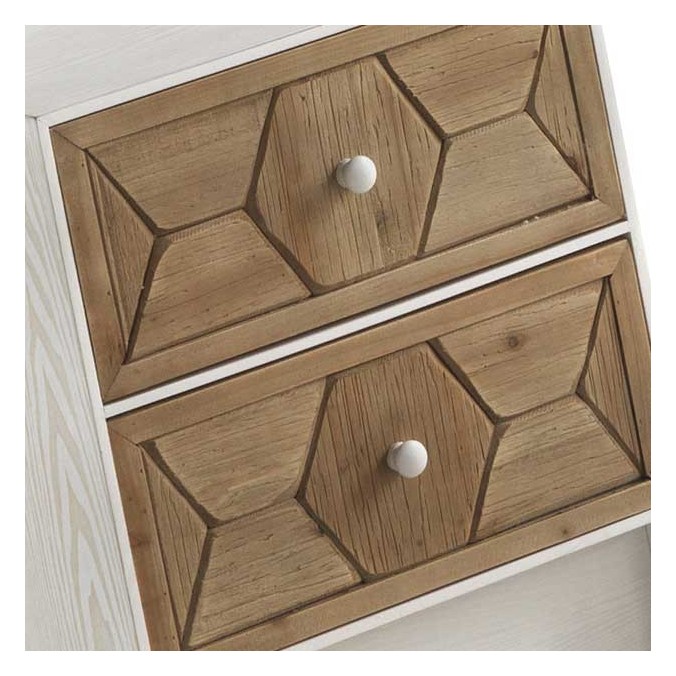 Mesilla de 2 cajones trama relieve estilo vintage 48x35x55h