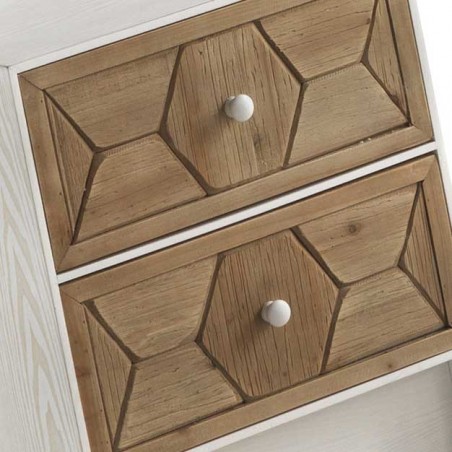 Mesilla de 2 cajones trama relieve estilo vintage 48x35x55h