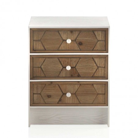 Mesilla de 3 cajones trama relieve estilo vintage 48x35x61h