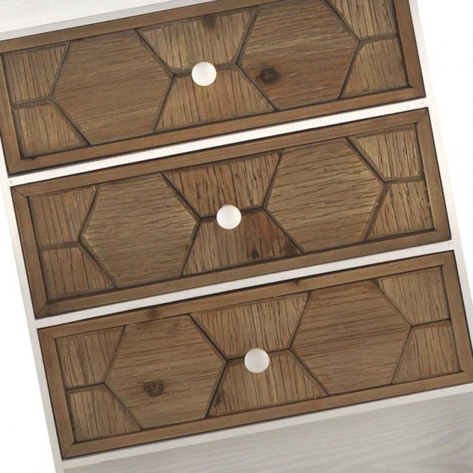 Mesilla de 3 cajones trama relieve estilo vintage 48x35x61h