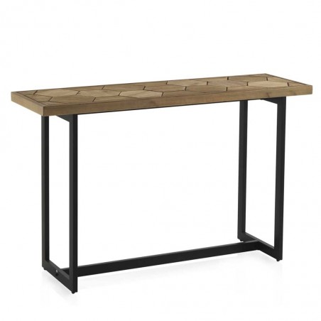 Consola hierro y abeto en relieve de estilo vintage  121x38x76h