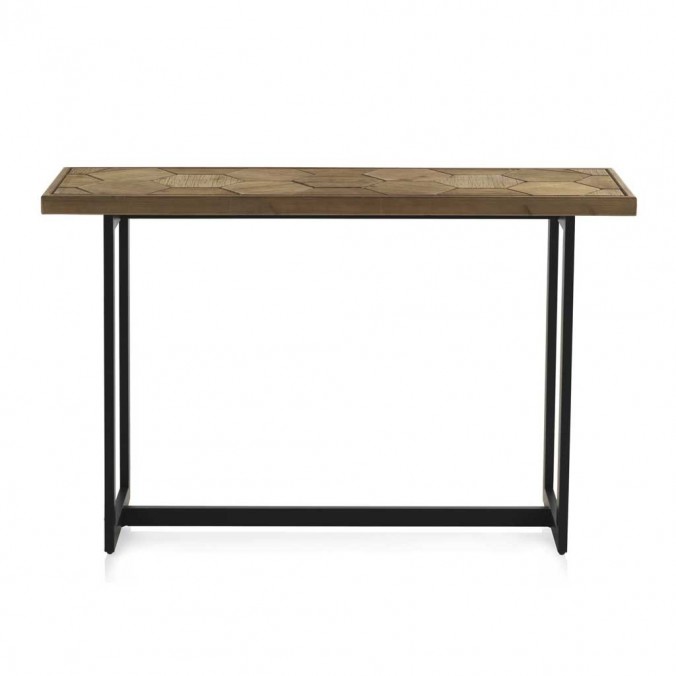 Consola hierro y abeto en relieve de estilo vintage  121x38x76h