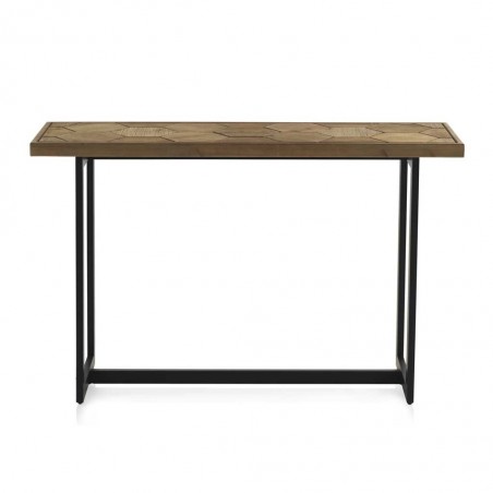 Consola hierro y abeto en relieve de estilo vintage  121x38x76h