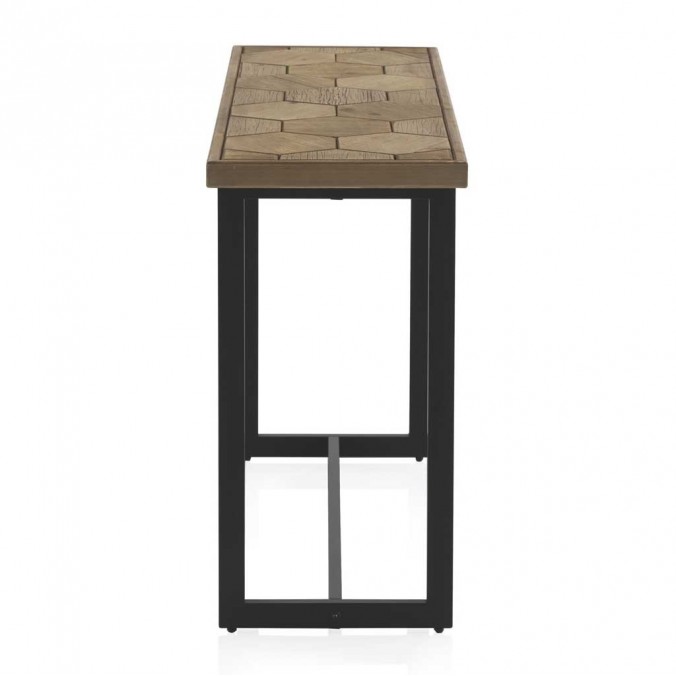 Consola hierro y abeto en relieve de estilo vintage  121x38x76h