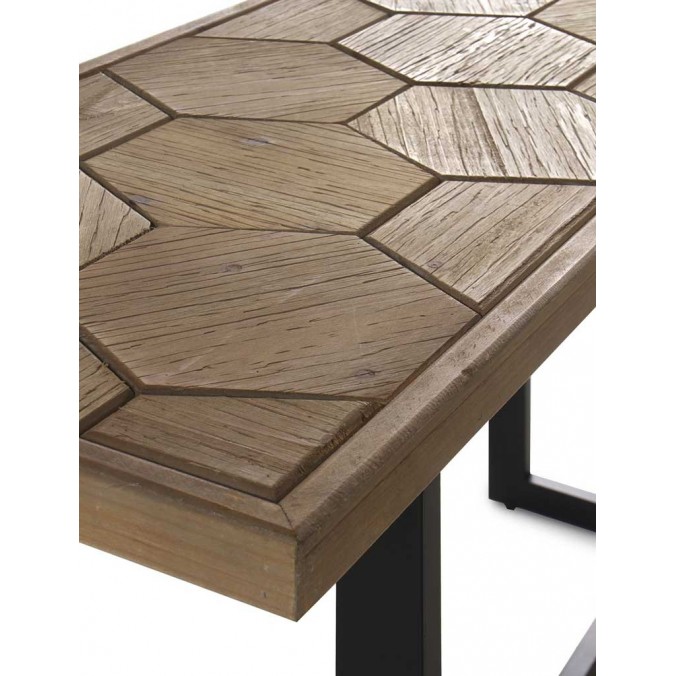 Consola hierro y abeto en relieve de estilo vintage  121x38x76h