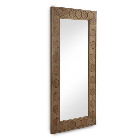 Espejo con marco de abeto tramado relieve vintage  88x203cm