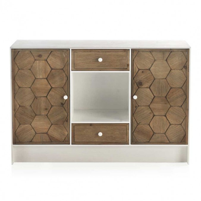 Aparador 2 cajones trama relieve de estilo vintage 120x35x81h Aparador 2 cajones trama relieve de estilo vintage 120x35x81h