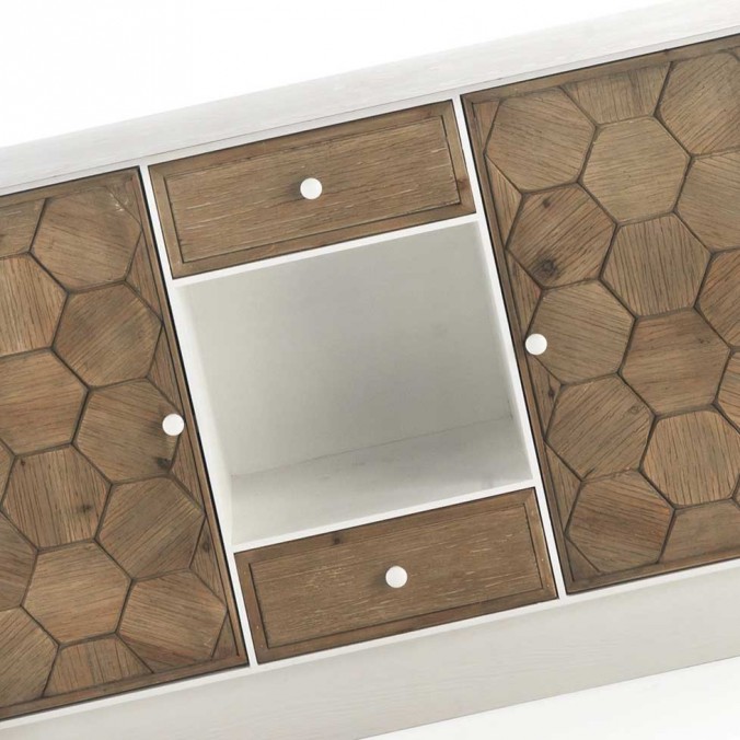 Aparador 2 cajones trama relieve de estilo vintage 120x35x81h Aparador 2 cajones trama relieve de estilo vintage 120x35x81h