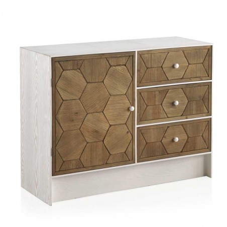 Aparador 3 cajones trama relieve de estilo vintage 105x40x80h
